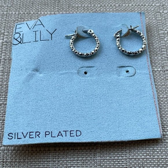 Eva and Lily Women Earring Silver Plated Hoop Small Ear jewelry new - Picture 4 of 11